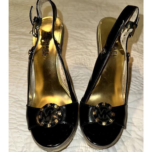 Michael Kors black wedge sandals size 6 M - Picture 1 of 9